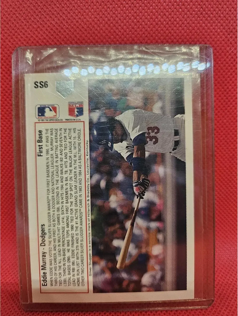 Eddie Murray - 1991 Upper Deck Silver Slugger Insert #SS6 - Los Angeles Dodgers